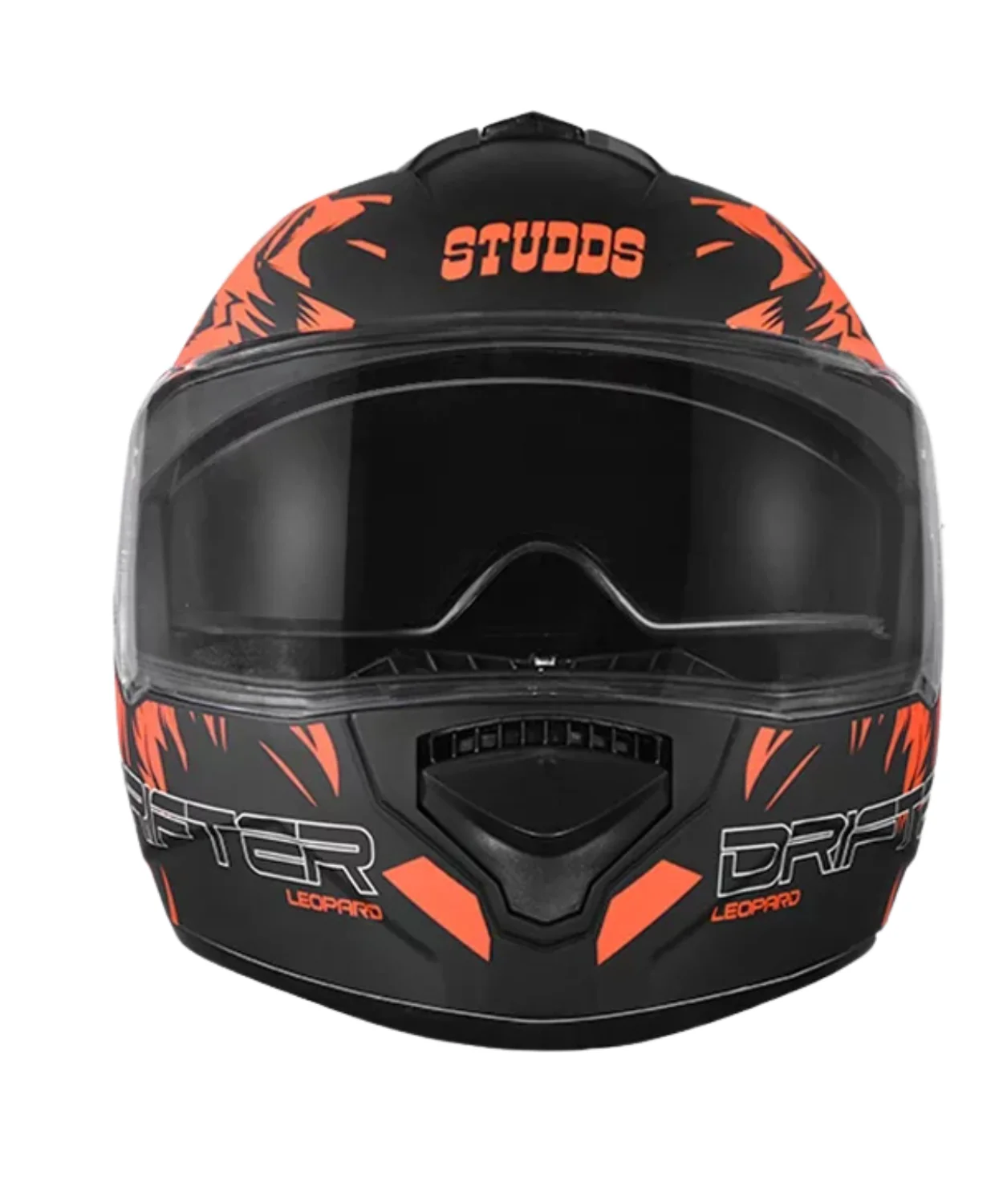 Studds Drifter D2 Leopard Decor Graphics Helmet - Matt Black Orange N10 - Image 4