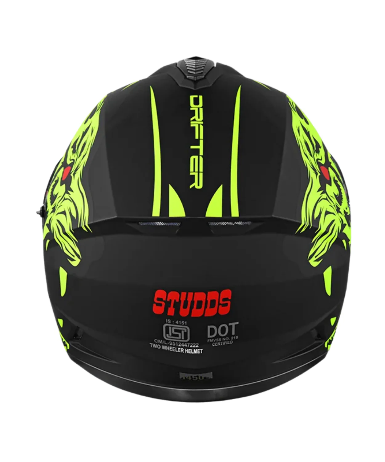 Studds Drifter D2 Leopard Decor Graphics Helmet - Matt Black Yellow N5 - Image 5
