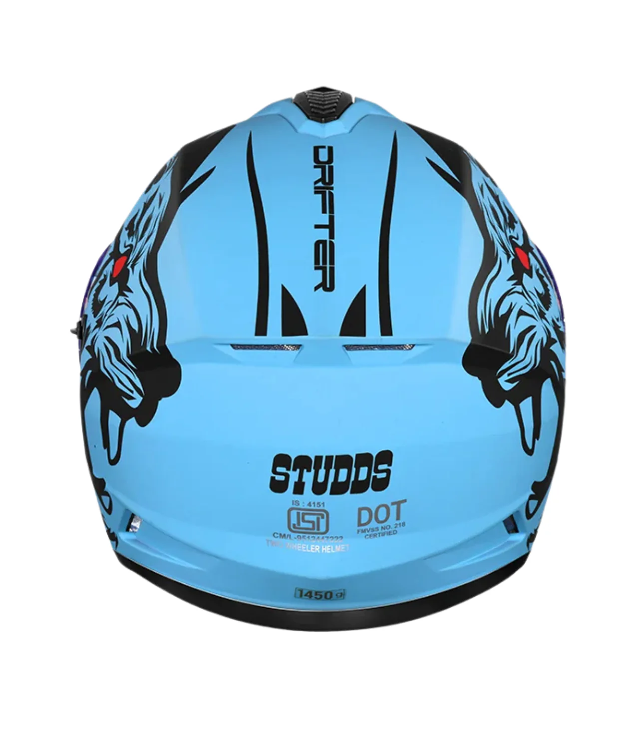 Studds Drifter D2 Leopard Decor Graphics Helmet - Matt Blue Black N9 - Image 6