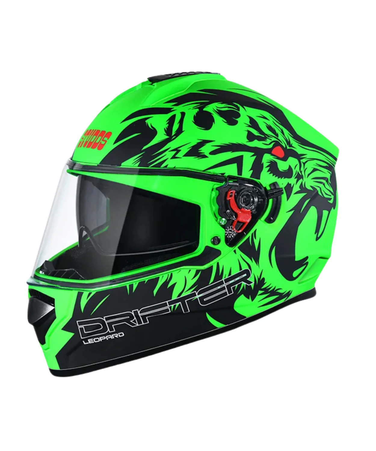 Studds Drifter D2 Leopard Decor Graphics Helmet - Matt Green Black N9 - Image 3
