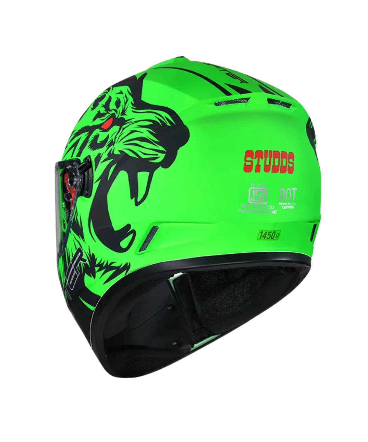 Studds Drifter D2 Leopard Decor Graphics Helmet - Matt Green Black N9 - Image 5