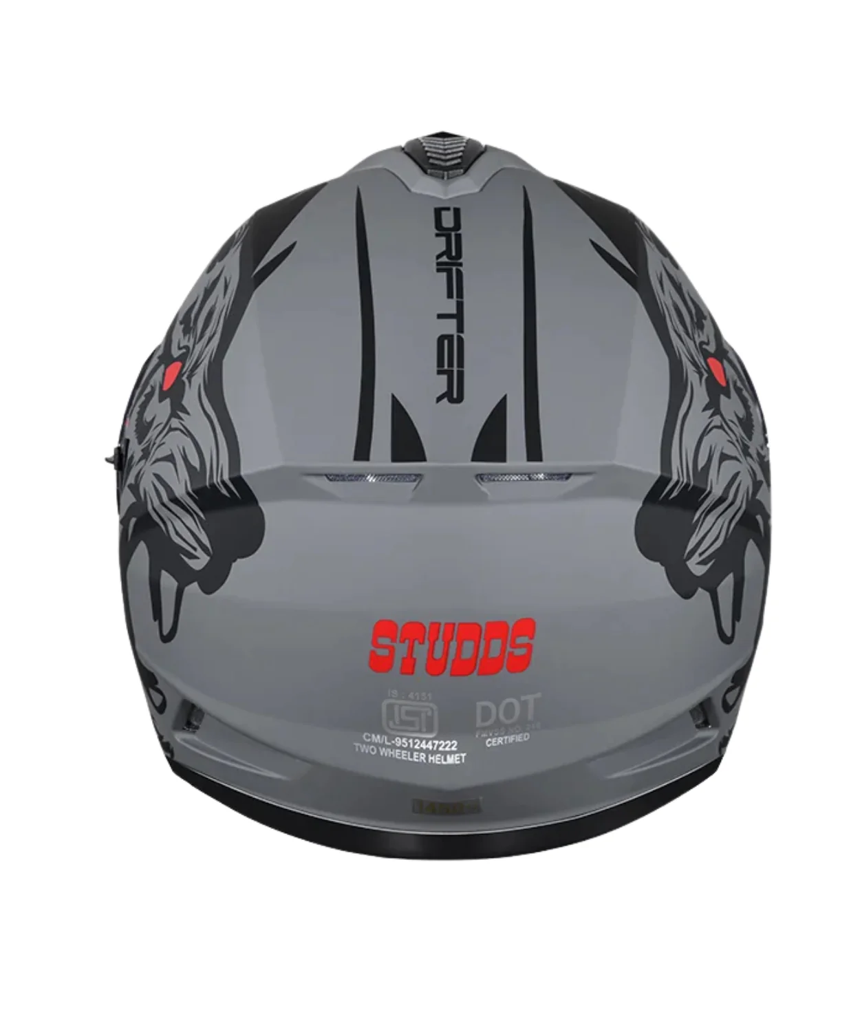 Studds Drifter D2 Leopard Decor Graphics Helmet - Matt Grey Black N9 - Image 6