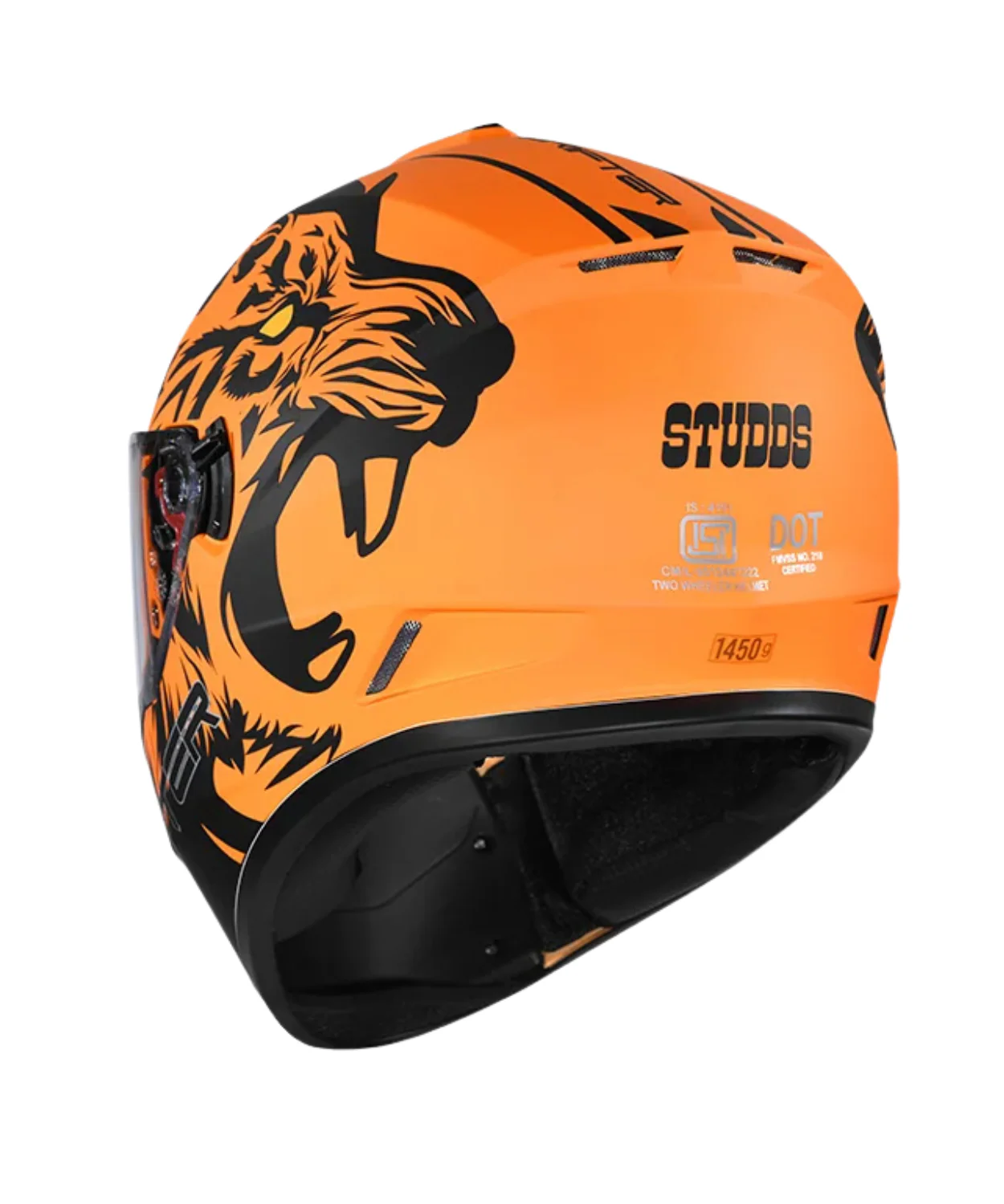 Studds Drifter D2 Leopard Decor Graphics Helmet - Matt Orange Black N9 - Image 5