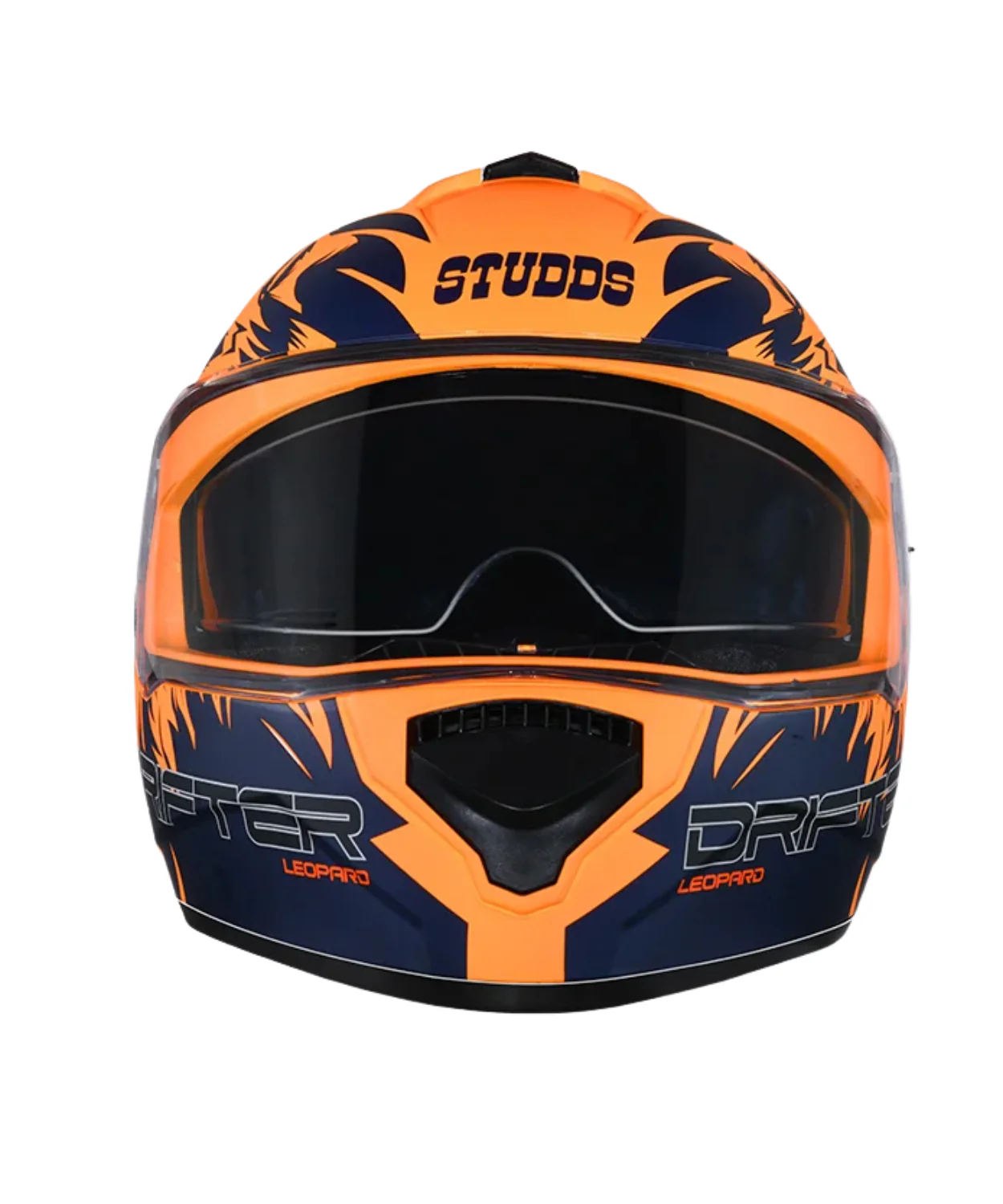 Studds Drifter D2 Leopard Decor Graphics Helmet - Matt Orange Blue N1 - Image 4