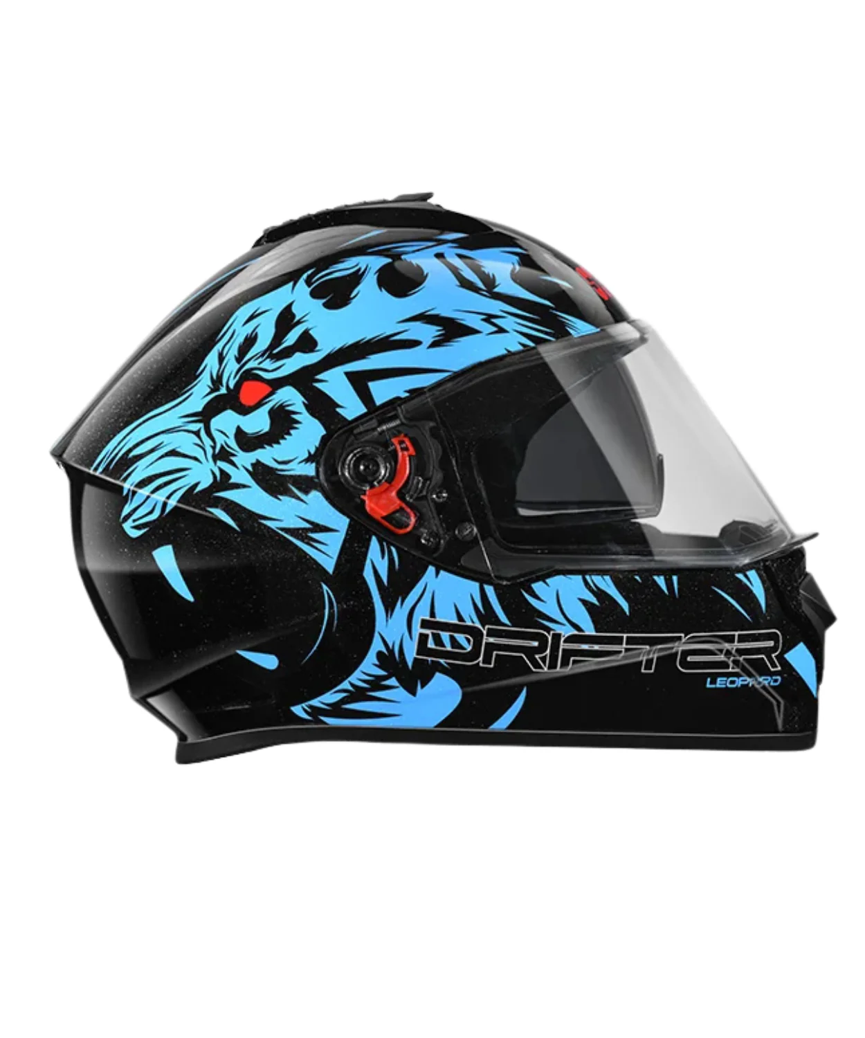 Studds Drifter D2 Leopard Decor Graphics Helmet - Gloss Black Blue N1 - Image 2