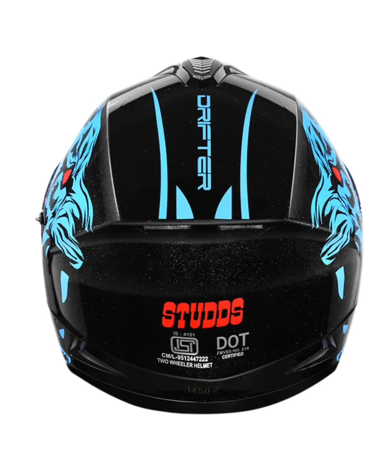 Studds Drifter D2 Leopard Decor Graphics Helmet - Gloss Black Blue N1 - Image 6