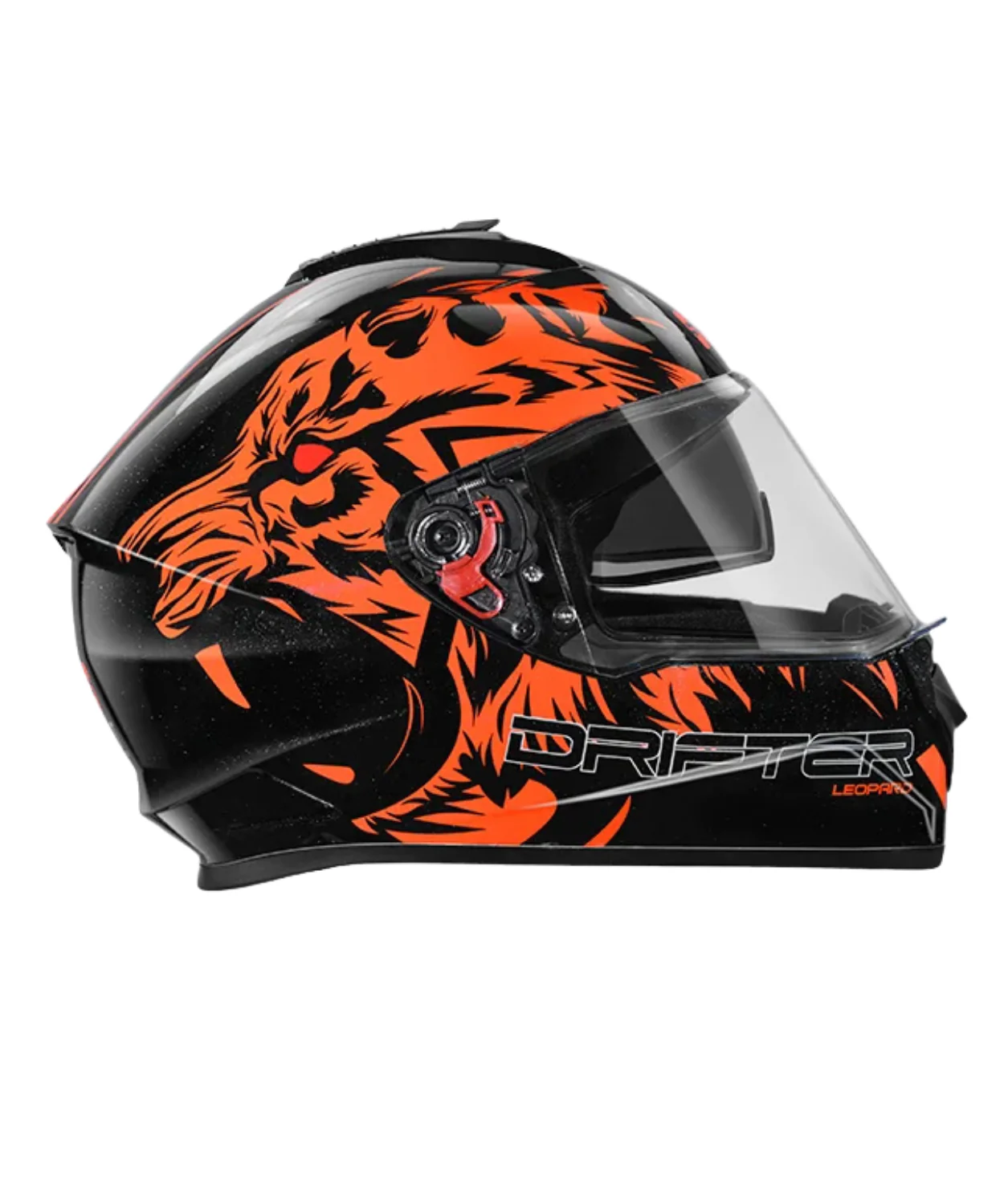 Studds Drifter D2 Leopard Decor Graphics Helmet - Gloss Black Orange N10 - Image 2