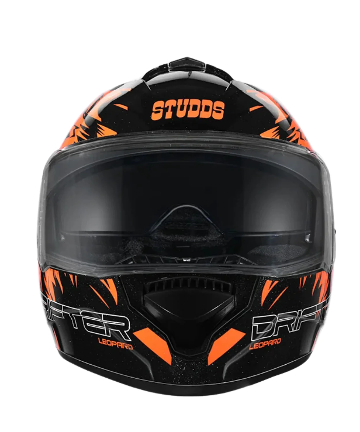 Studds Drifter D2 Leopard Decor Graphics Helmet - Gloss Black Orange N10 - Image 4