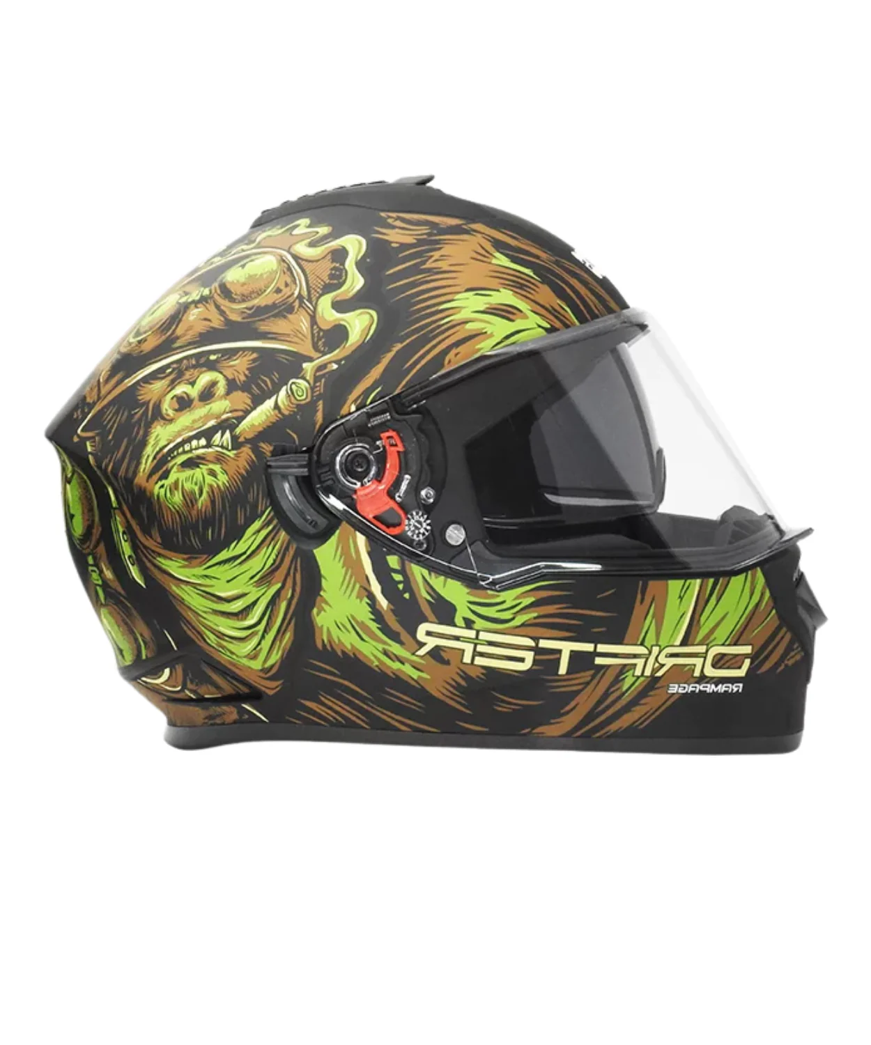 Studds Drifter D3 Rampage Decor Graphics Helmet - Matt Black Green N3 - Image 2