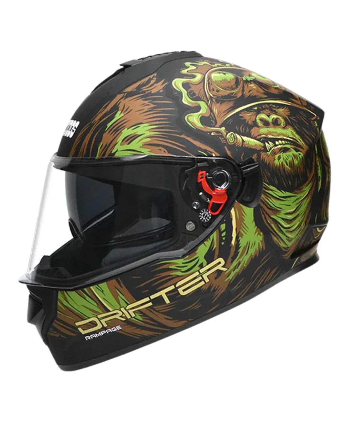 Studds Drifter D3 Rampage Decor Graphics Helmet - Matt Black Green N3 - Image 3