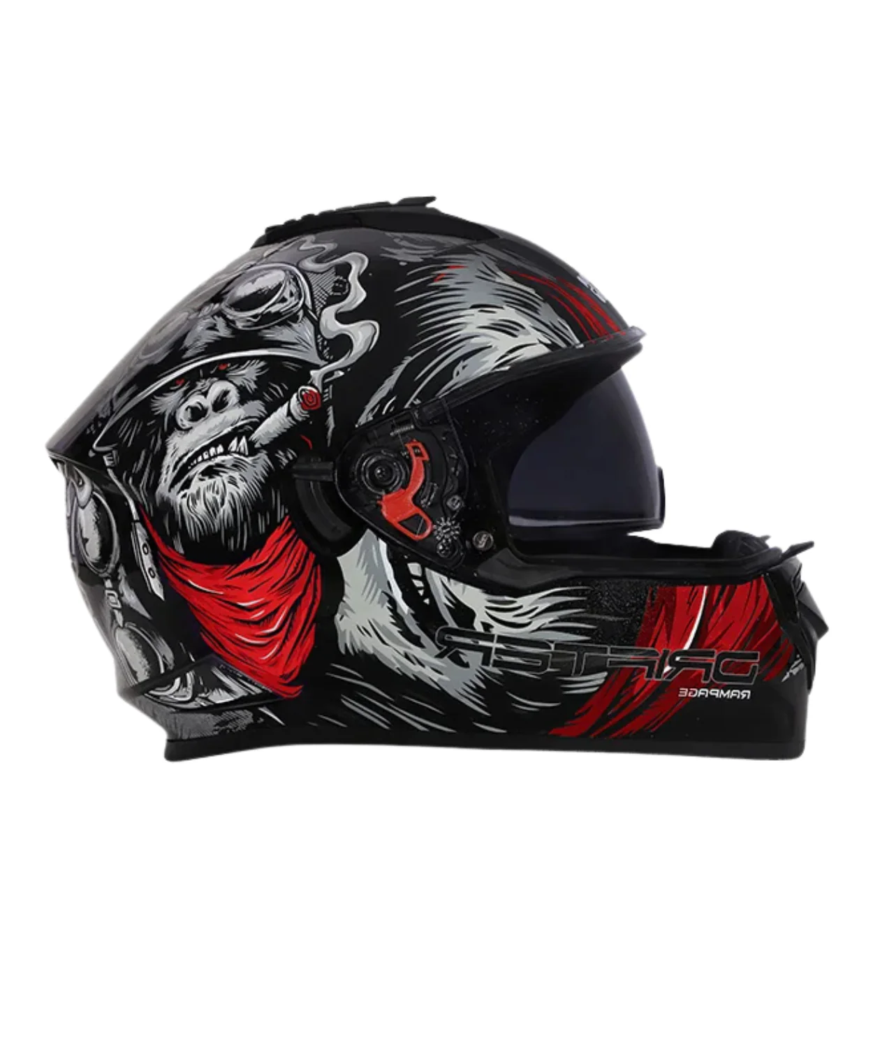 Studds Drifter D3 Rampage Decor Graphics Helmet - Gloss Black Grey Red N2 - Image 2
