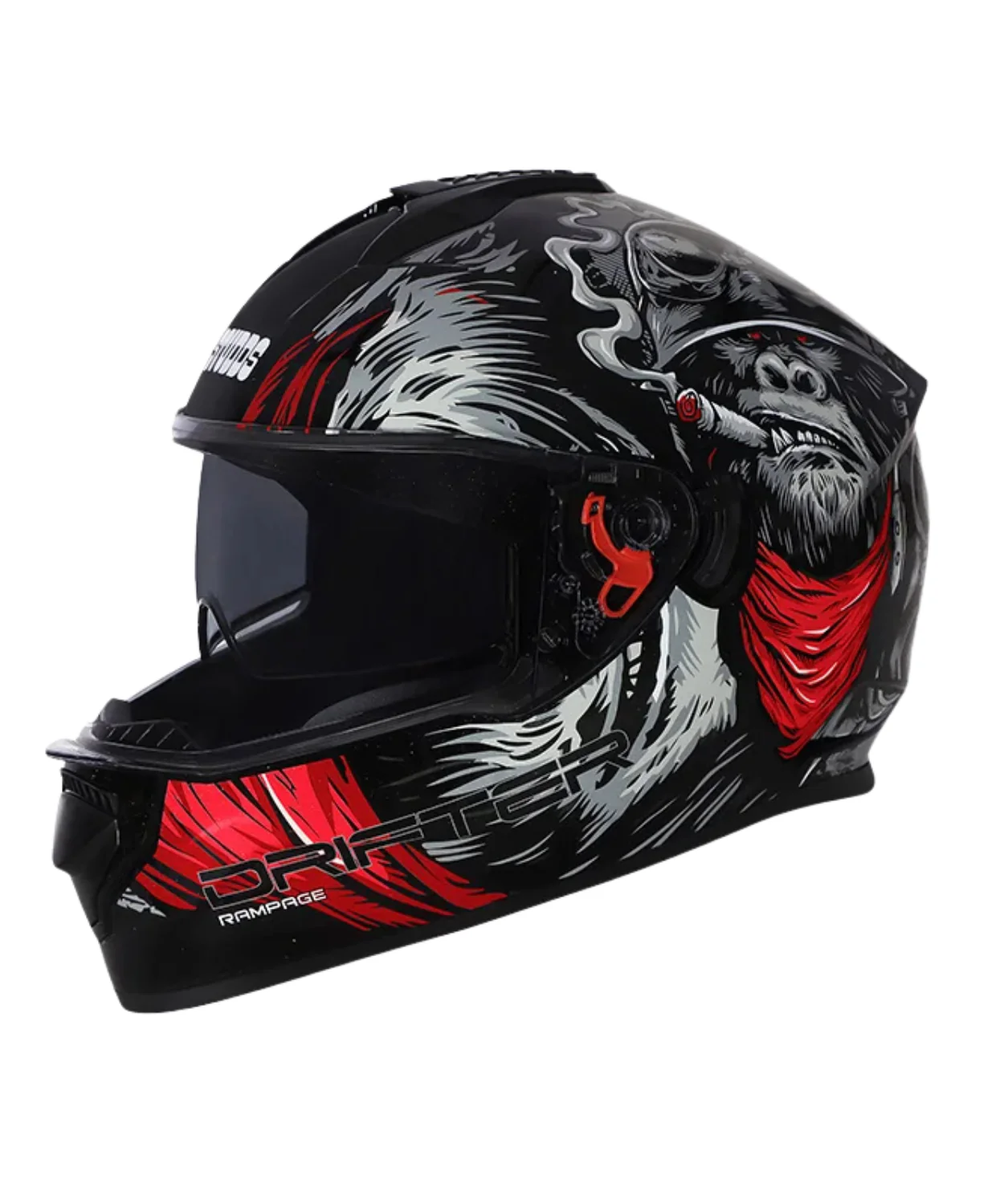 Studds Drifter D3 Rampage Decor Graphics Helmet - Gloss Black Grey Red N2 - Image 3