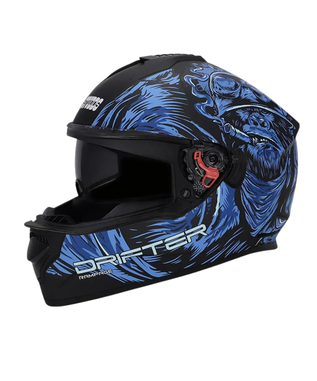 Studds Drifter D3 Rampage Decor Graphics Helmet - Matt Black Blue N1 - Image 3