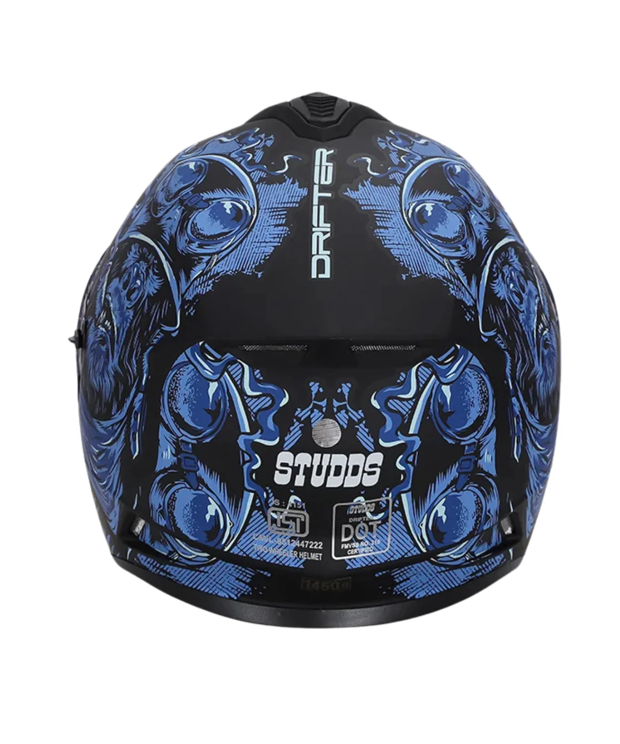 Studds Drifter D3 Rampage Decor Graphics Helmet - Matt Black Blue N1 - Image 5