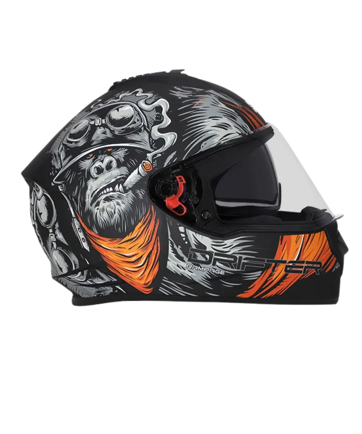 Studds Drifter D3 Rampage Decor Graphics Helmet - Matt Black Orange N10 - Image 2