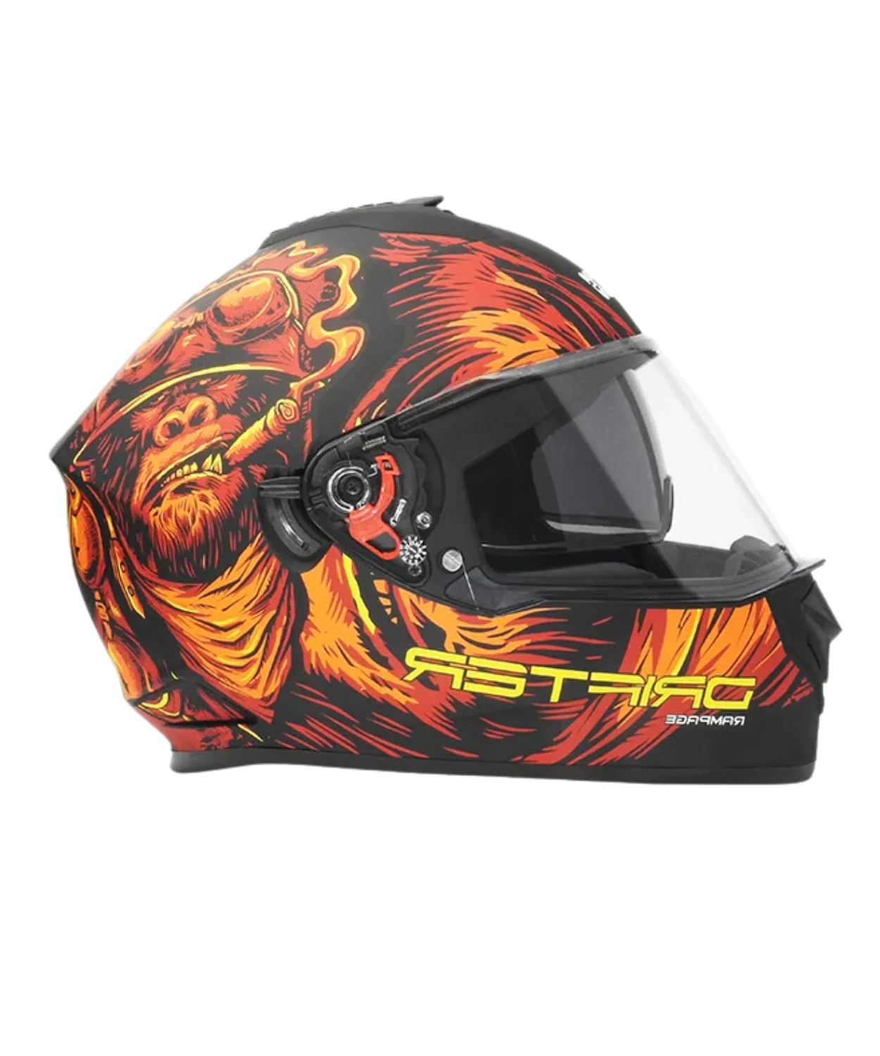 Studds Drifter D3 Rampage Decor Graphics Helmet - Matt Black Red Orange N10 - Image 2