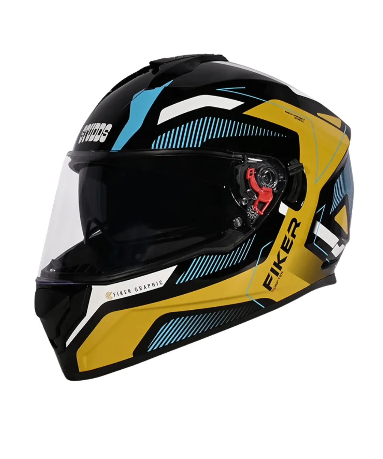 Studds Drifter D5 Fiker Decor Graphics Helmet - Gloss Black Golden N12 - Image 3