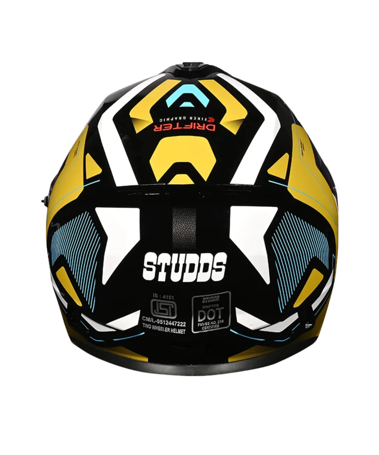 Studds Drifter D5 Fiker Decor Graphics Helmet - Gloss Black Golden N12 - Image 5