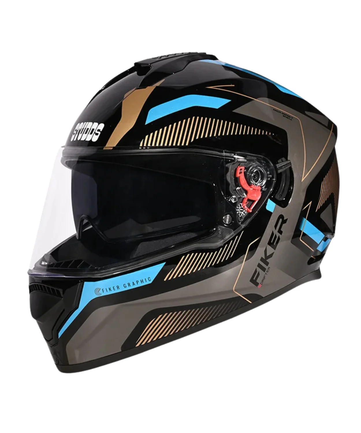 Studds Drifter D5 Fiker Decor Graphics Helmet - Gloss Black Grey N4 - Image 3