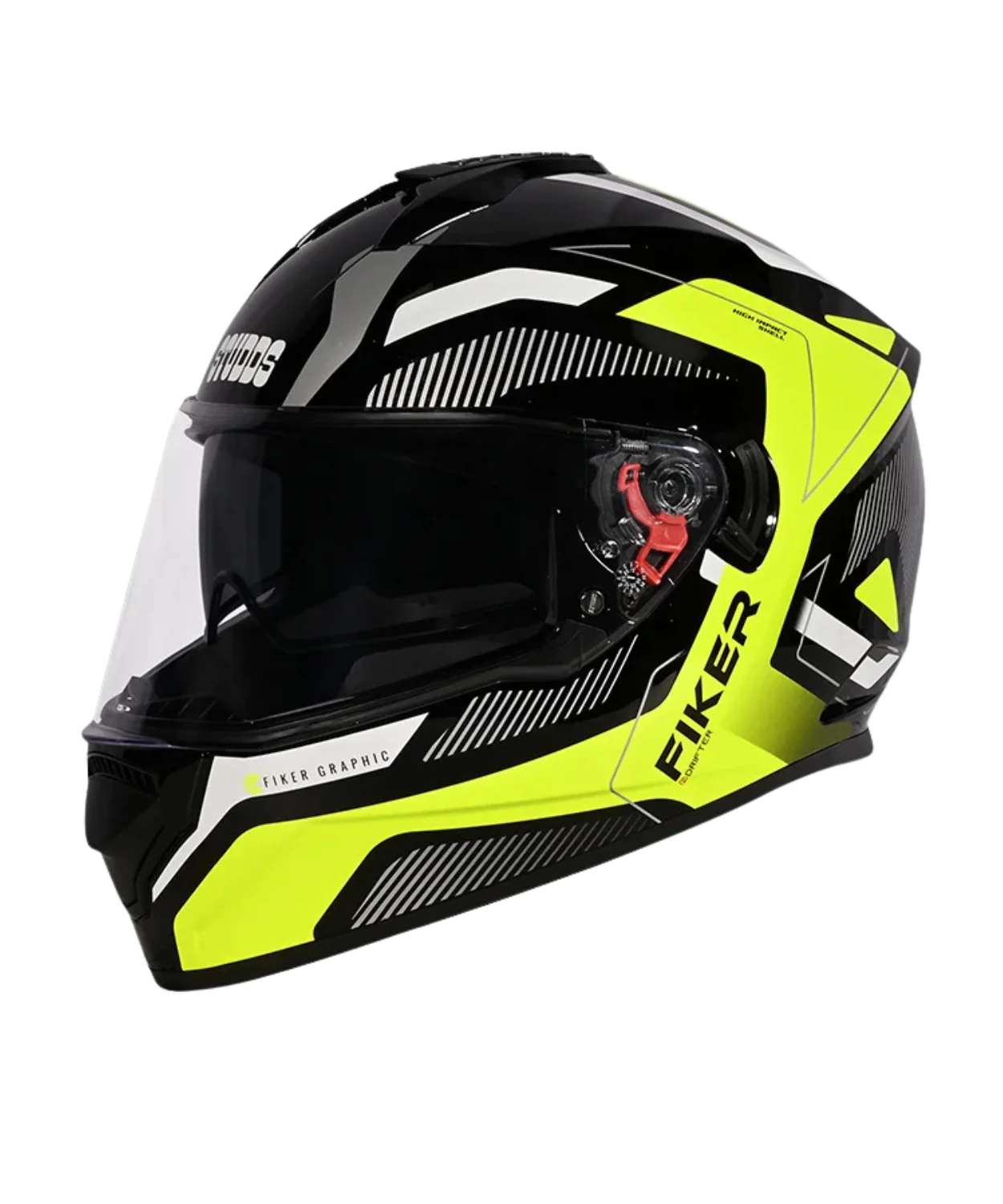 Studds Drifter D5 Fiker Decor Graphics Helmet - Gloss Black Yellow N5 - Image 3