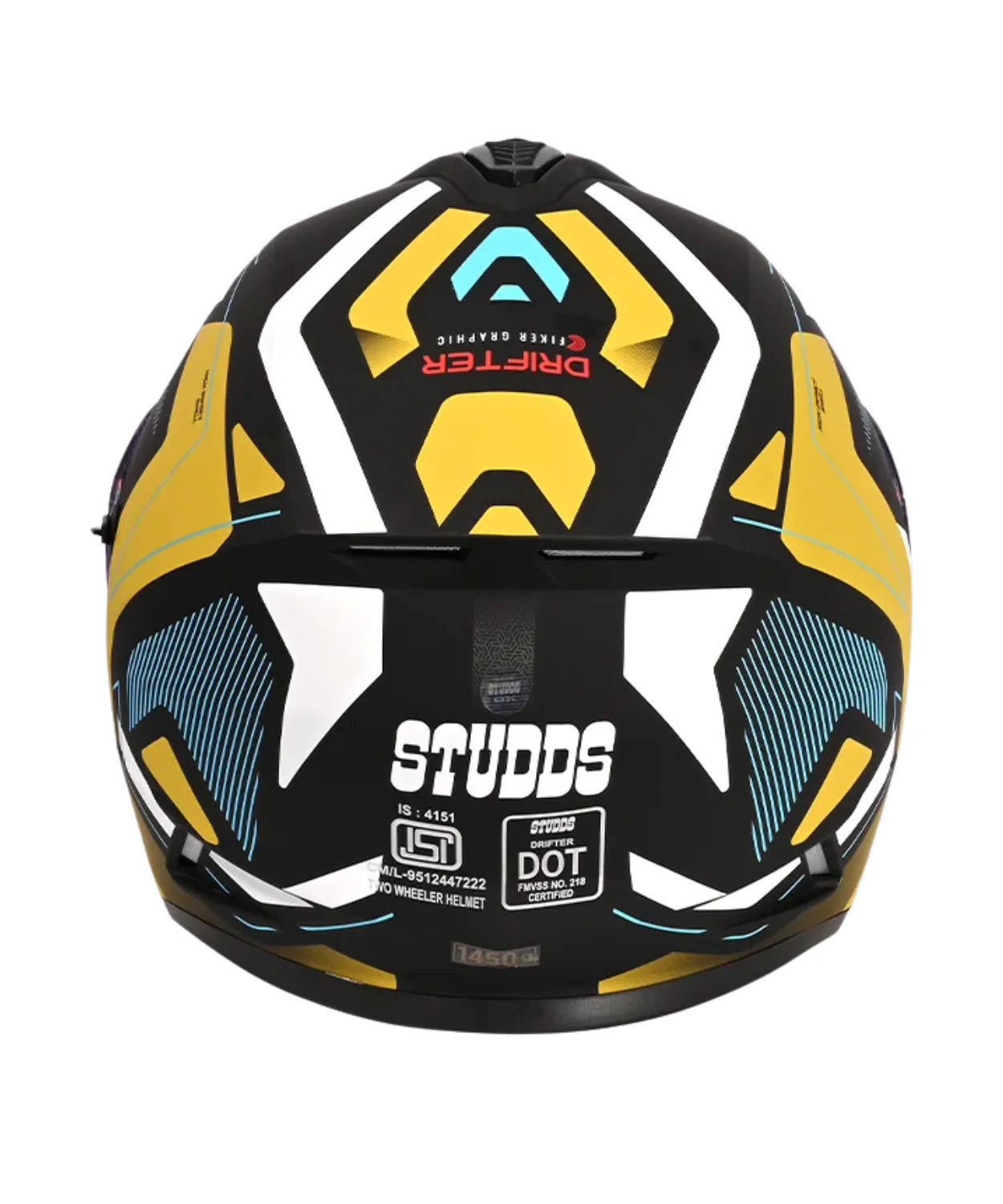 Studds Drifter D5 Fiker Decor Graphics Helmet - Matt Black Golden N12 - Image 5