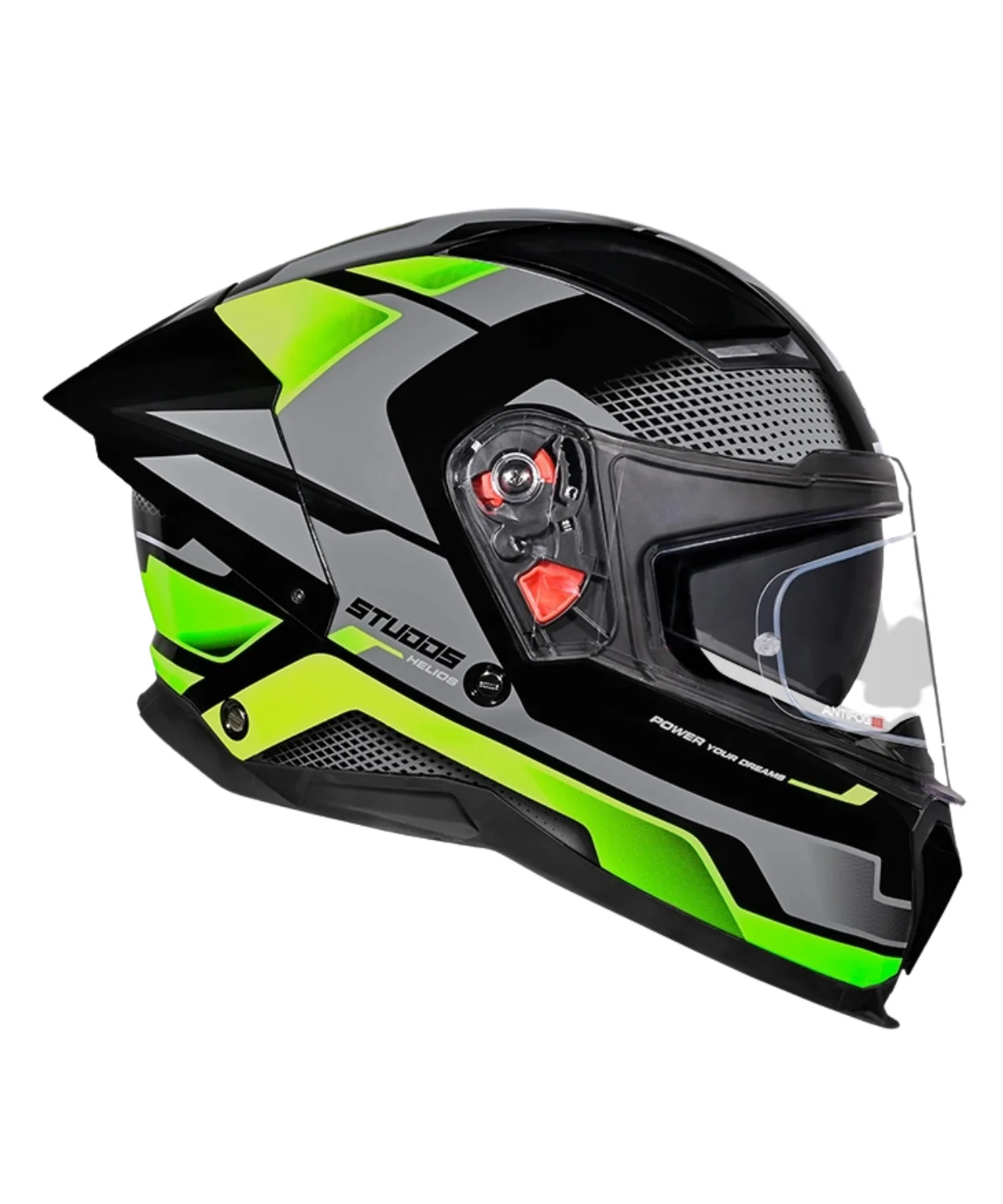 Studds Helios D1 Asphalt Decor Graphics Helmet - Gloss Black Green N3 - Image 2