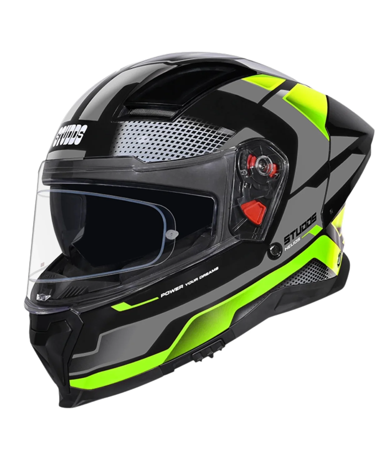 Studds Helios D1 Asphalt Decor Graphics Helmet - Gloss Black Green N3 - Image 3