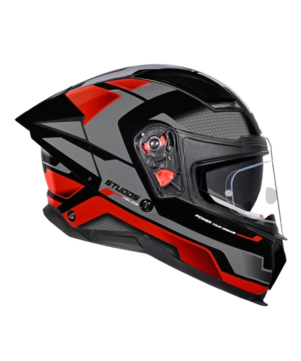 Studds Helios D1 Asphalt Decor Graphics Helmet - Gloss Black Grey Red N2 - Image 2