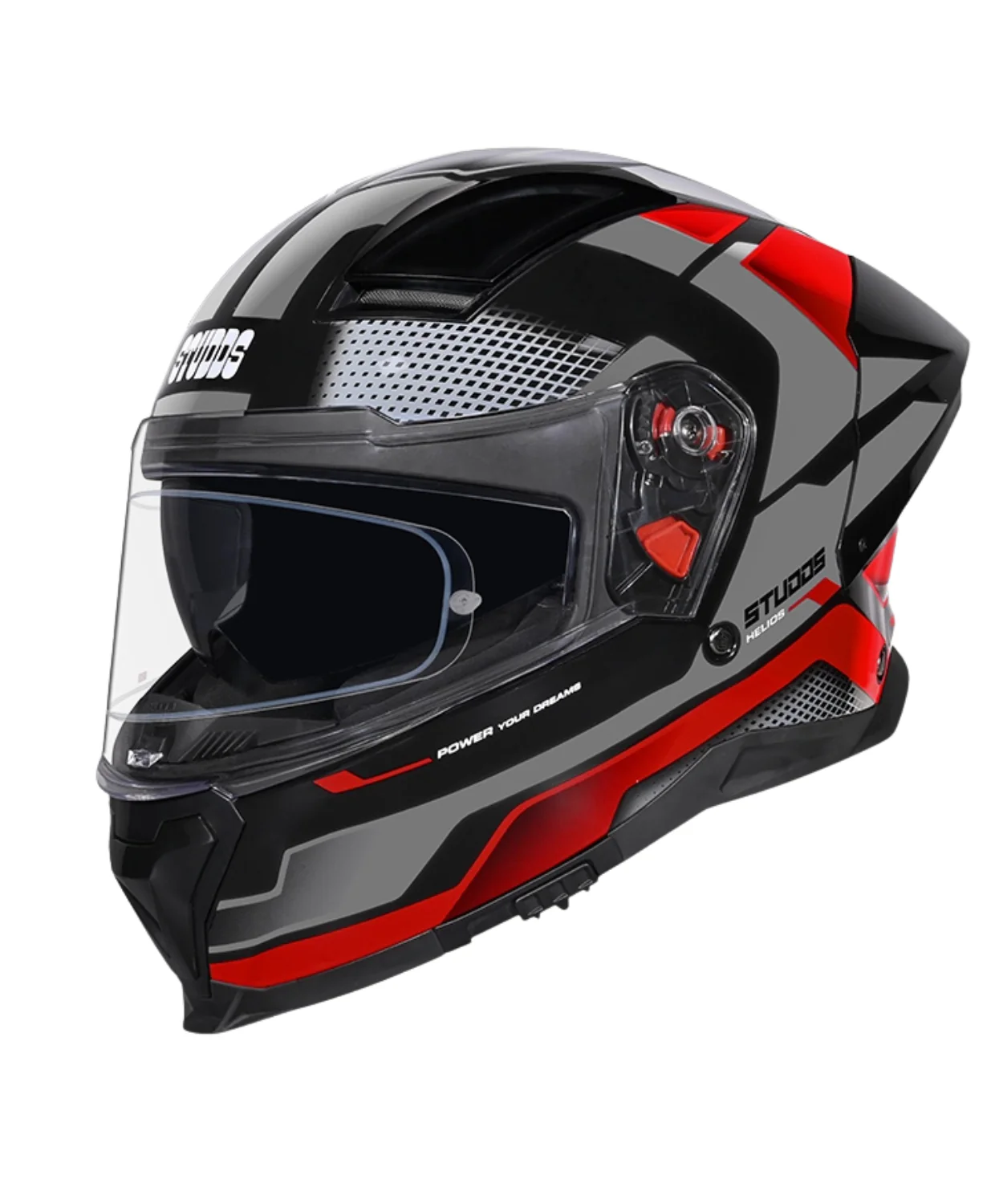 Studds Helios D1 Asphalt Decor Graphics Helmet - Gloss Black Grey Red N2 - Image 3
