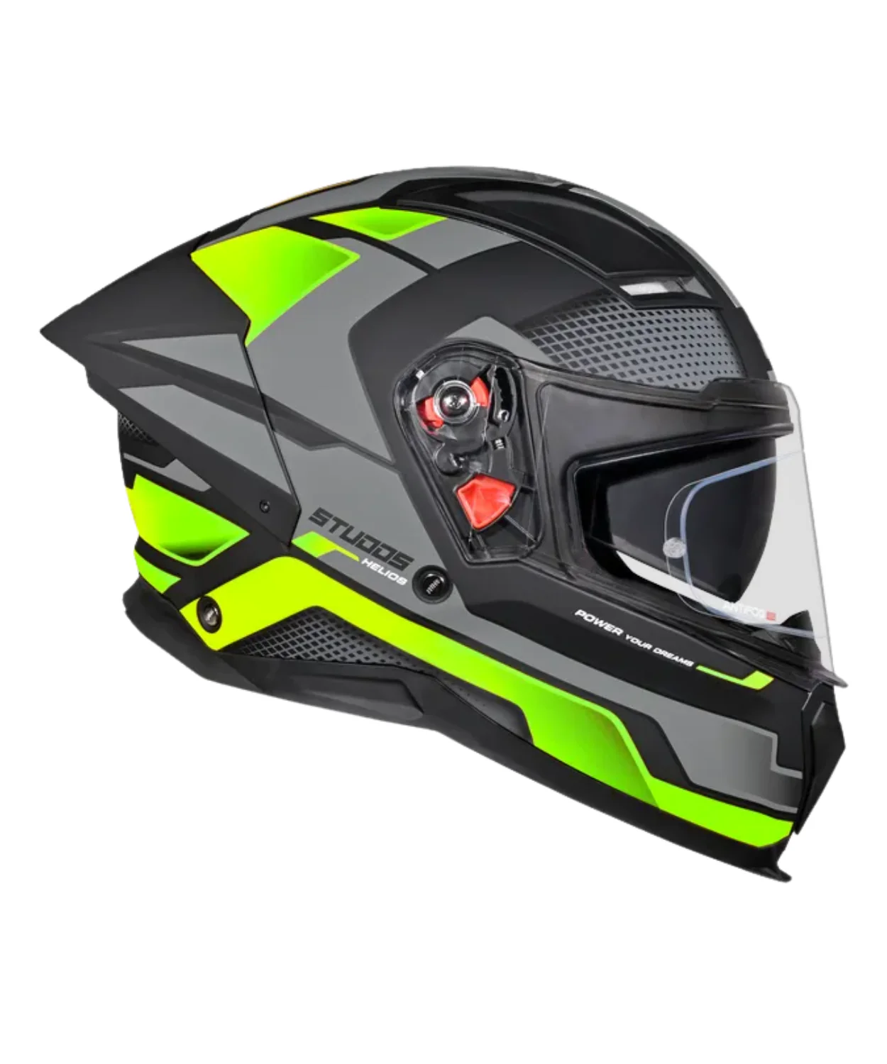 Studds Helios D1 Asphalt Decor Graphics Helmet - Matt Black Green N3 - Image 2