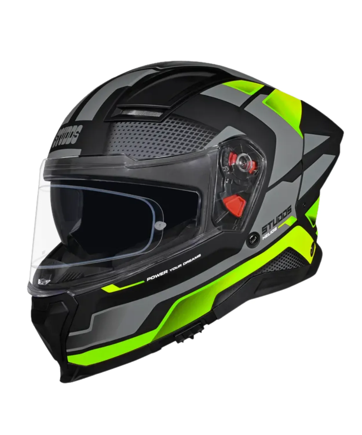 Studds Helios D1 Asphalt Decor Graphics Helmet - Matt Black Green N3 - Image 3