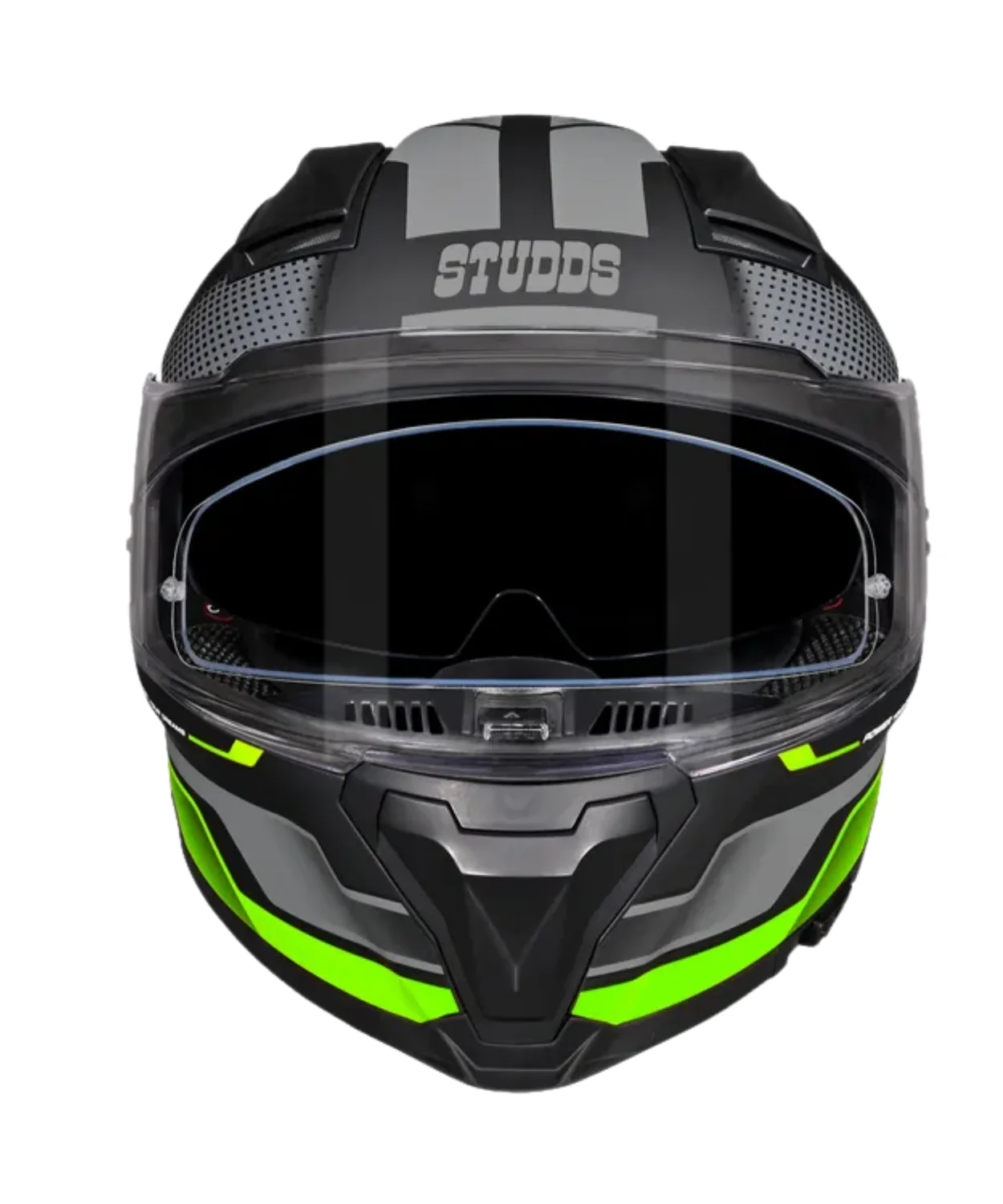 Studds Helios D1 Asphalt Decor Graphics Helmet - Matt Black Green N3 - Image 4