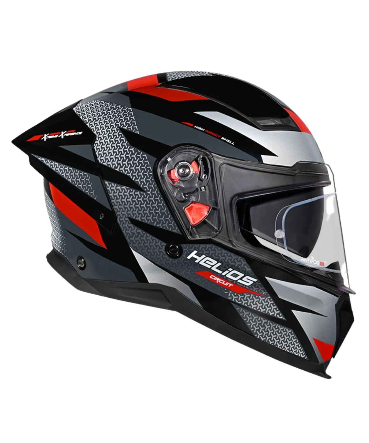 Studds Helios D2 Circuit Decor Graphics Helmet - Gloss Black Red N2 - Image 2