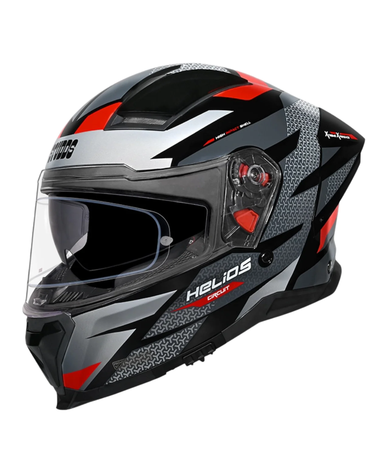 Studds Helios D2 Circuit Decor Graphics Helmet - Gloss Black Red N2 - Image 3