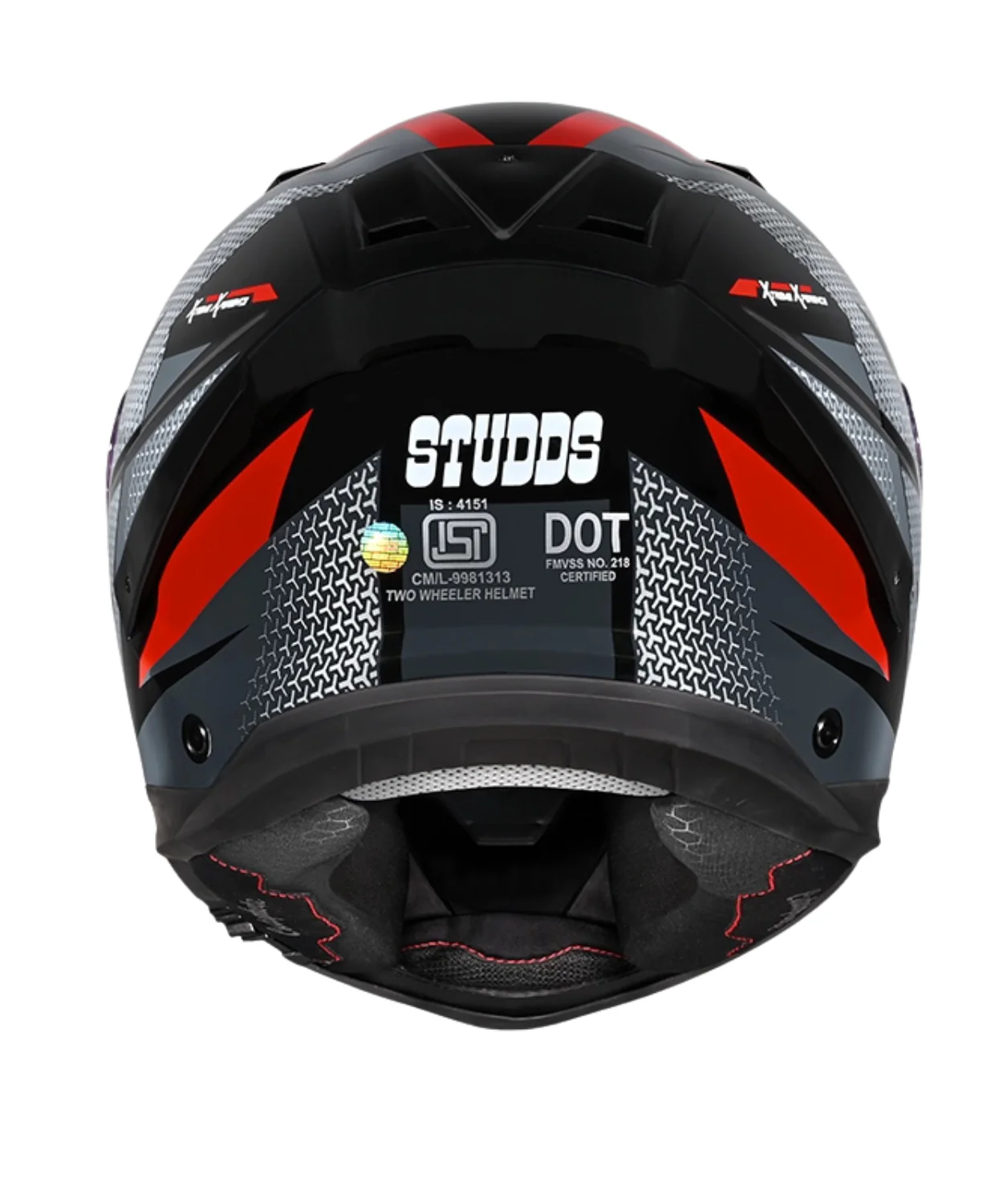 Studds Helios D2 Circuit Decor Graphics Helmet - Gloss Black Red N2 - Image 5