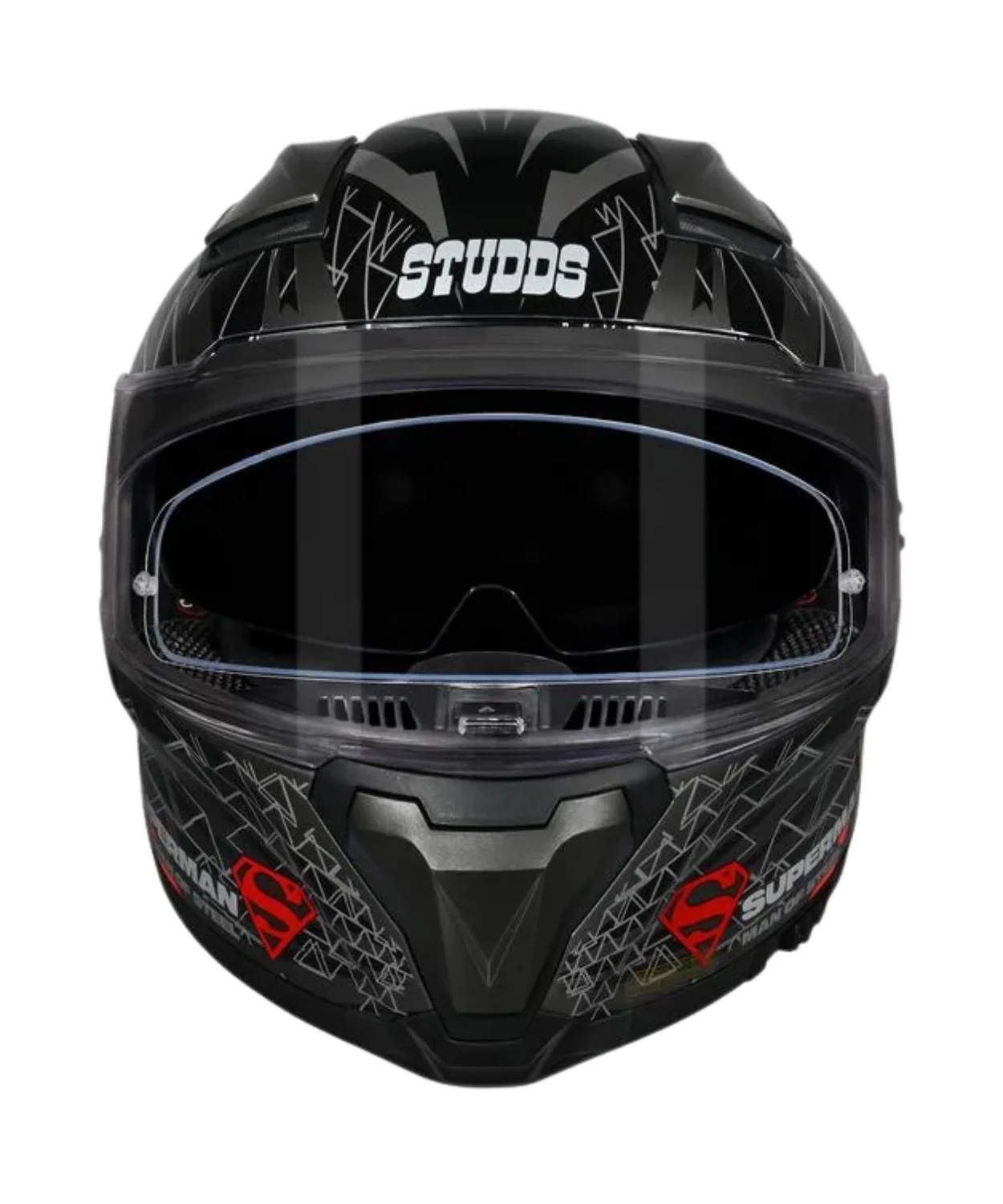 Studds Helios Superman Edition Graphics Helmet - Gloss Grey Blue N1 - Image 3