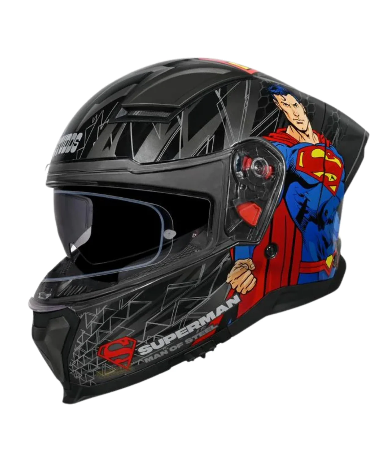 Studds Helios Superman Edition Graphics Helmet - Gloss Grey Blue N1 - Image 4