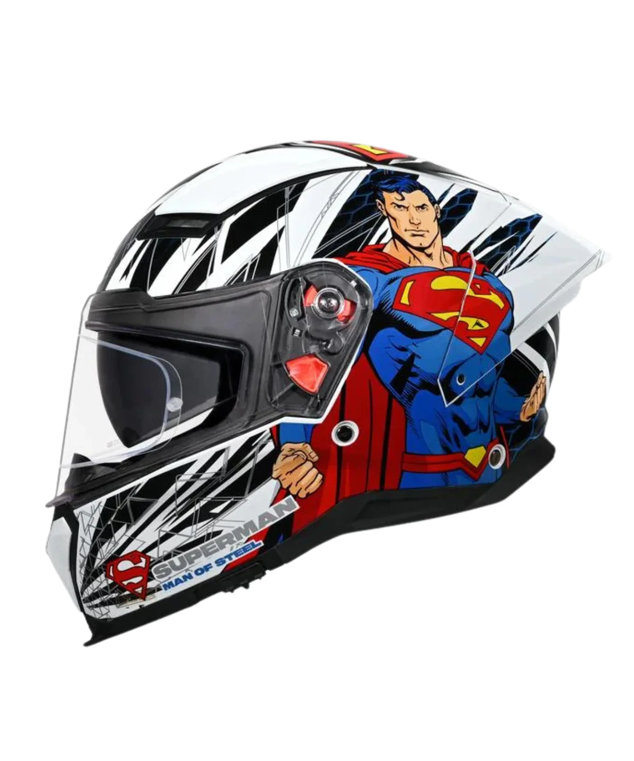 Studds Helios Superman Edition Graphics Helmet - Gloss White Blue N1