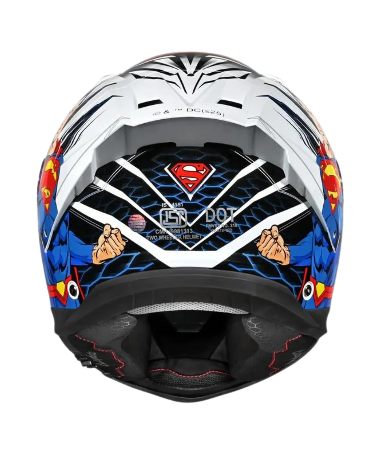 Studds Helios Superman Edition Graphics Helmet - Gloss White Blue N1 - Image 5