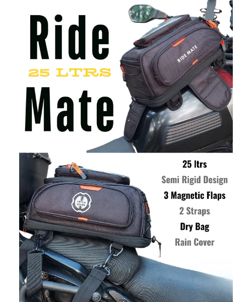 Tryka Gears Ride Mate 2.0 (25 Ltrs) Magnetic Tank Bag - Black Orange - Image 9