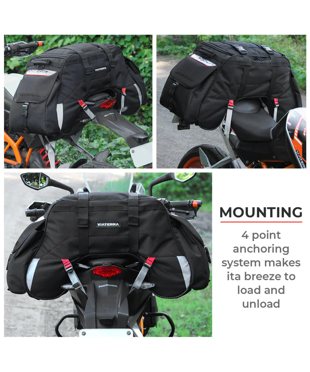 Viaterra Claw Universal Non Waterproof Motorcycle Tailbag - Orange - Image 12