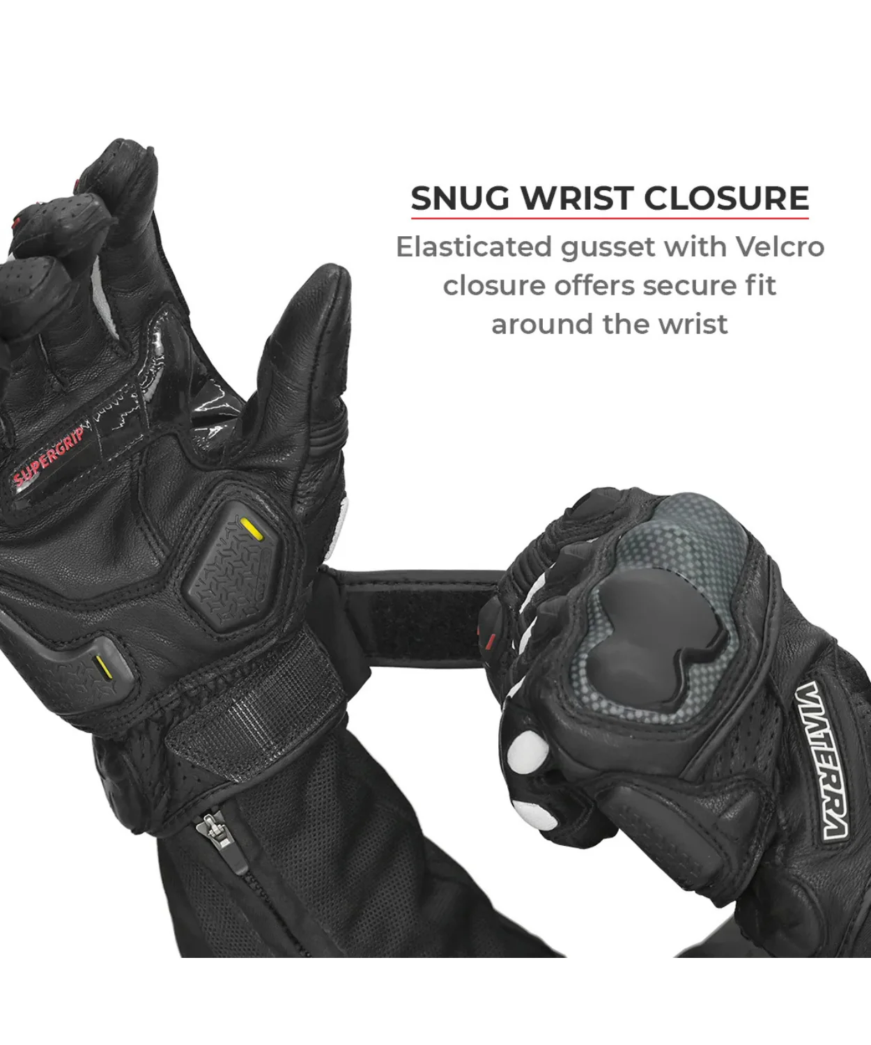 Viaterra Shifter Short Motorcycle Riding Gloves - Black - Image 3