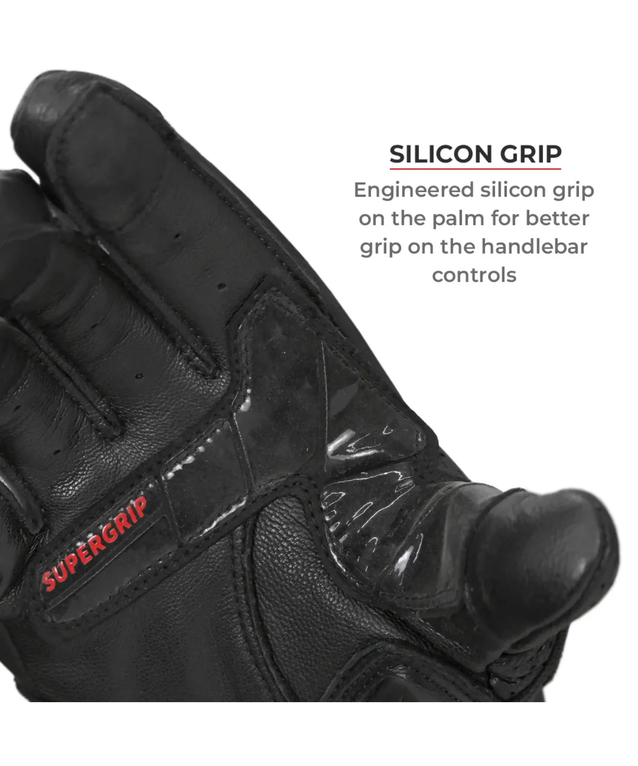 Viaterra Shifter Short Motorcycle Riding Gloves - Black - Image 4
