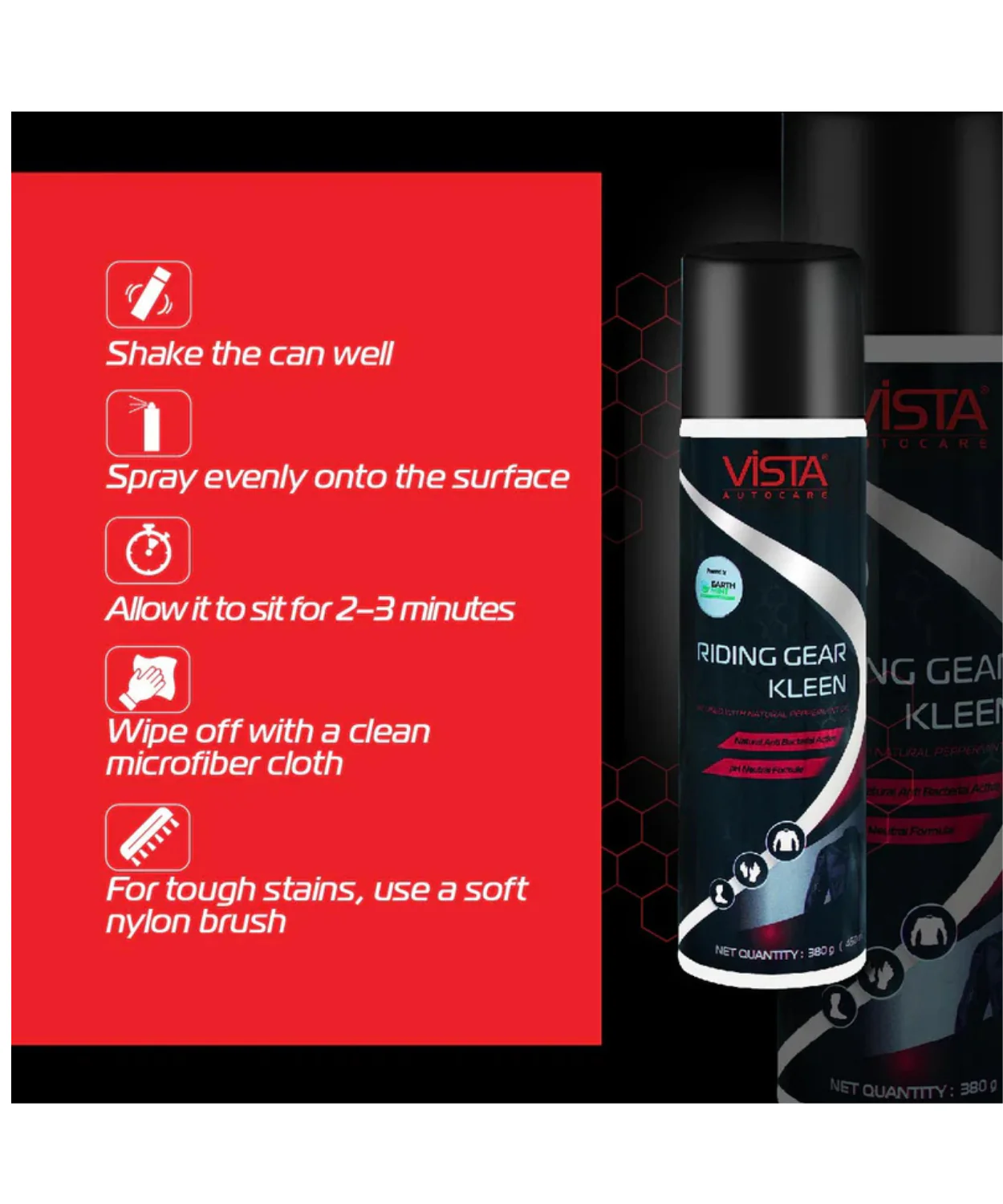 Vista Riding Gears Cleaner Foam Spray with Refreshing Mint Fragrance - 450 ml - Image 5