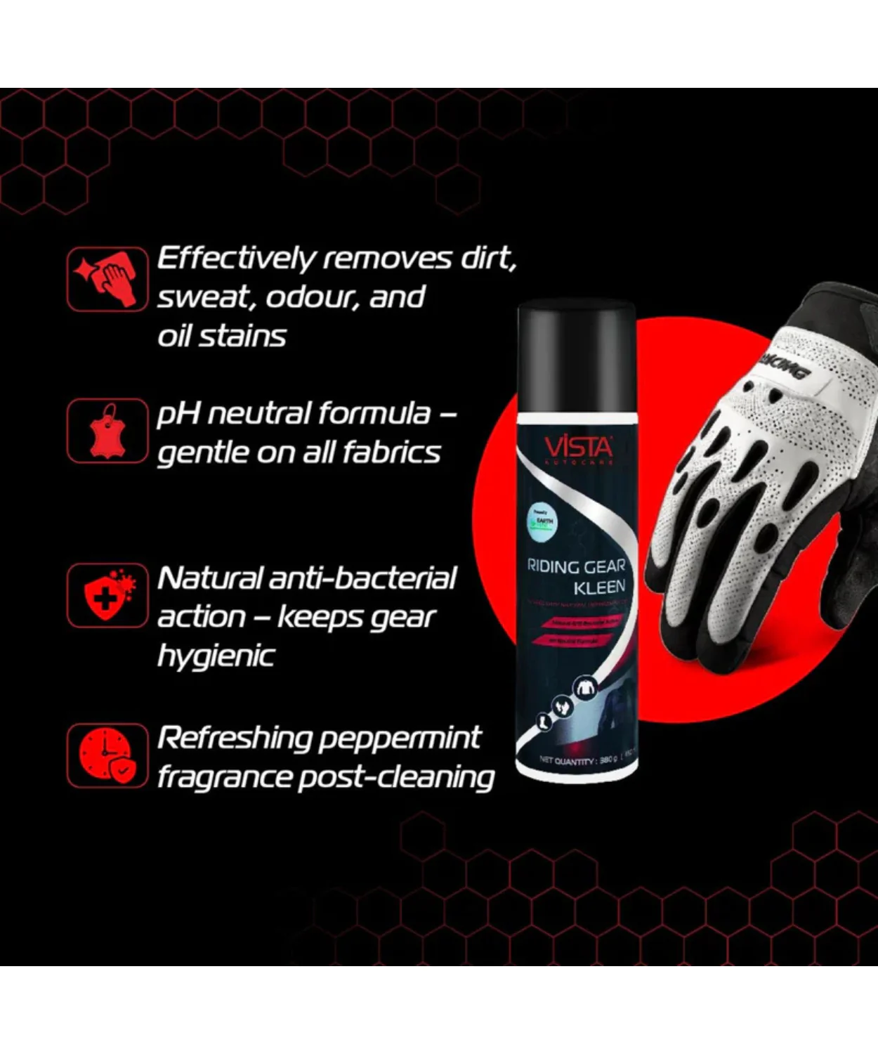 Vista Riding Gears Cleaner Foam Spray with Refreshing Mint Fragrance - 450 ml - Image 7