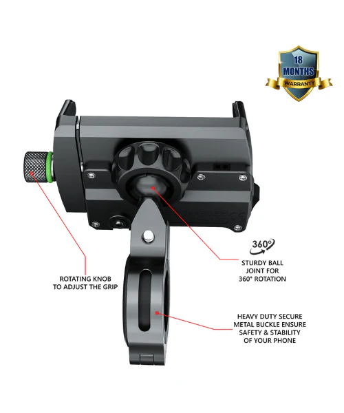 Yellowfin Claw-Grip 2.5 A USB Mobile Holder with Charger for Bikes / Scooters - M6 Black - Image 2