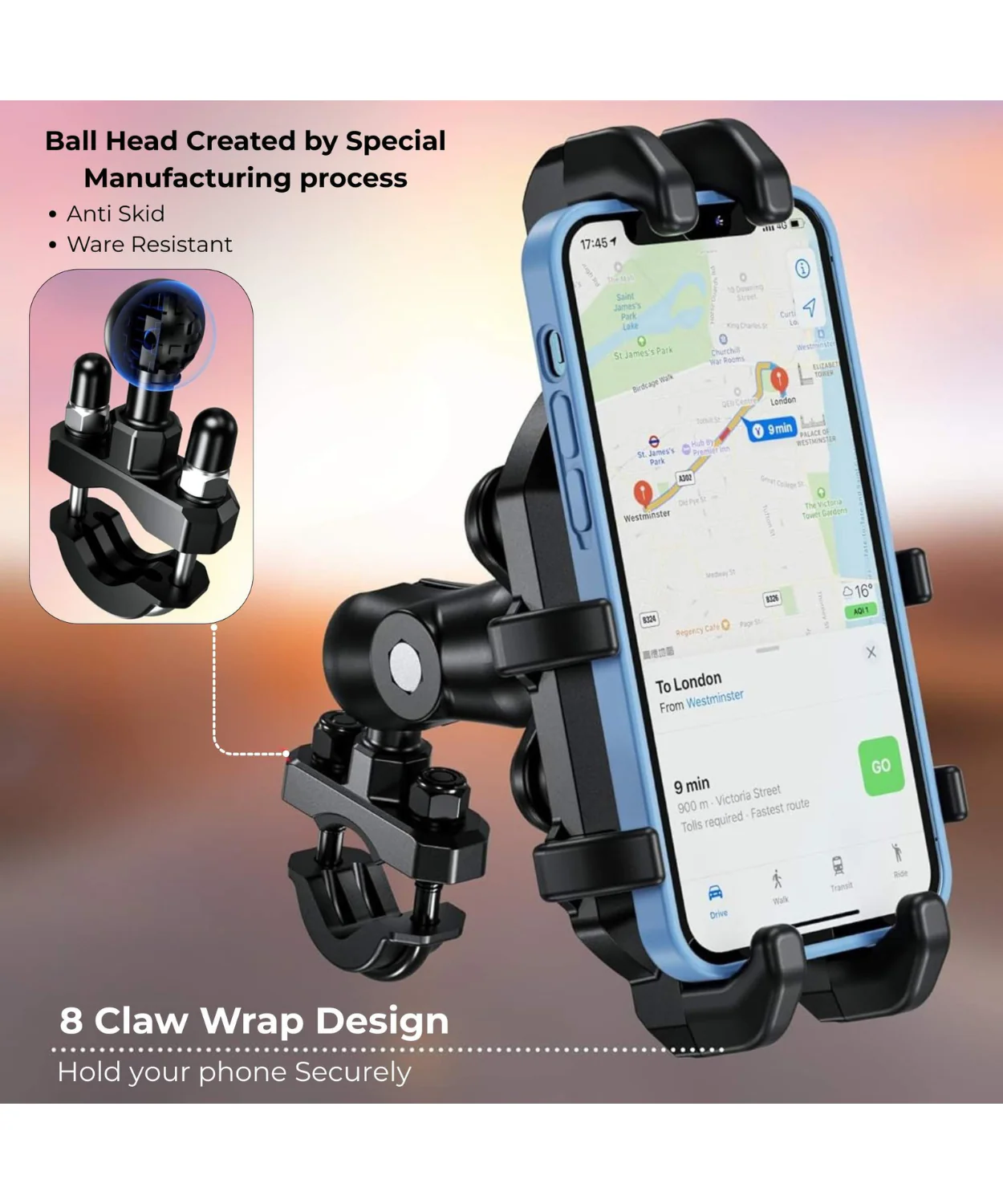 Yellowfin Claw Grip Bike Mobile Holder with Vibration Dampner - BKW-2IN1 - Image 2