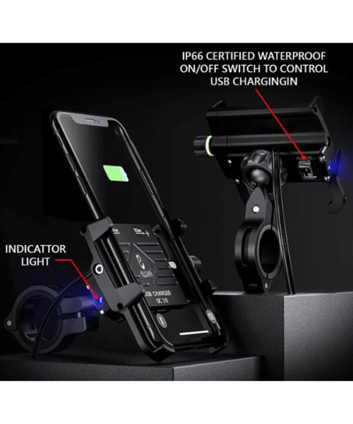 Yellowfin Claw-Grip with Fast QC 3.0 Mobile Holder with Charger for Bikes & Scooters - M6S Black - Image 7