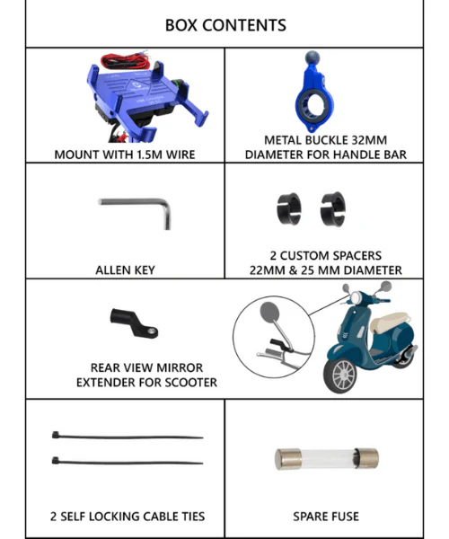 Yellowfin Claw-grip with Fast QC 3.0 Mobile Holder with charger for Bikes & Scooters - M6S Blue - Image 2