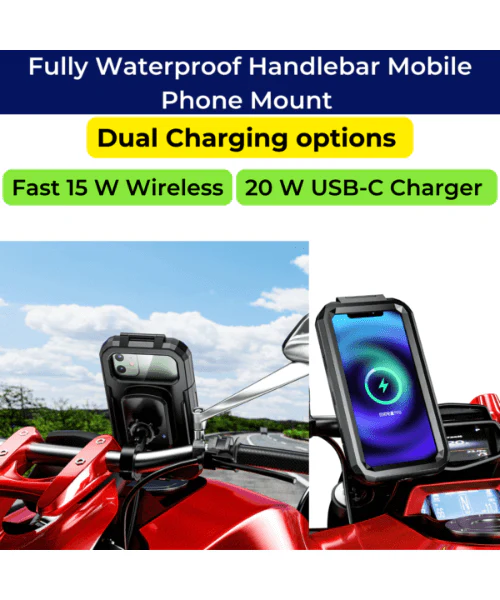 Yellowfin Fully Waterproof Bike Handlebar Mobile Phone Mount with Charger - M18L-A1 Handlebar - Image 3